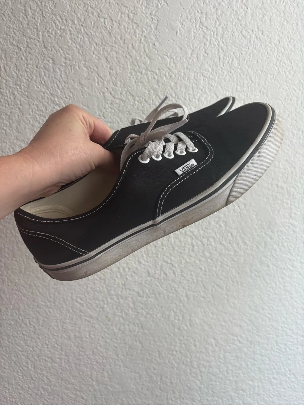 Vans Canvas Sneakers Black White Low Top Womens Size 10.5